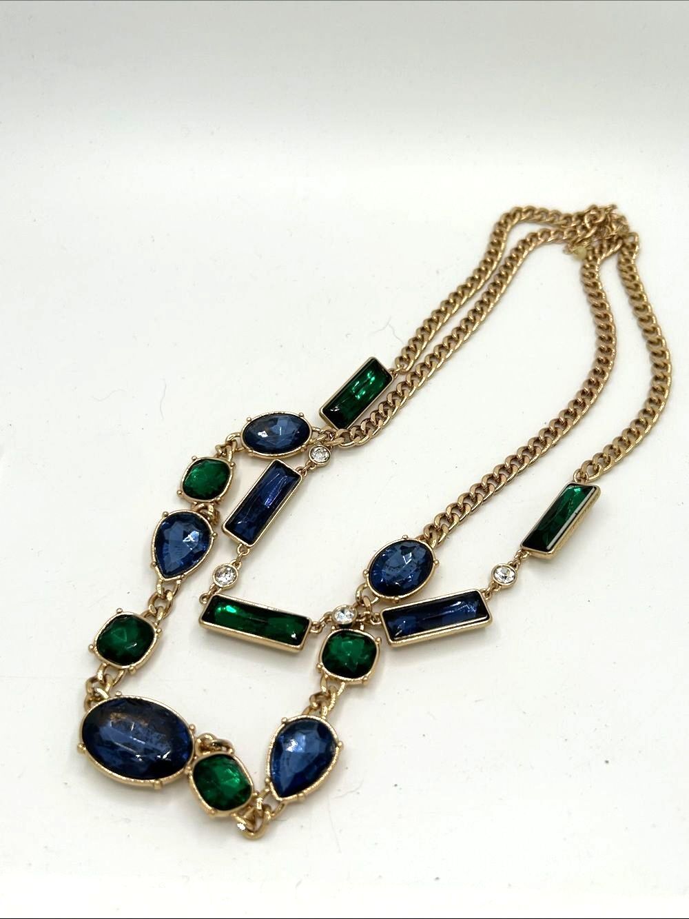 Vintage Avon NRQ Fireworks Bold Sparkle Double-Strand Gold-Tone Necklace